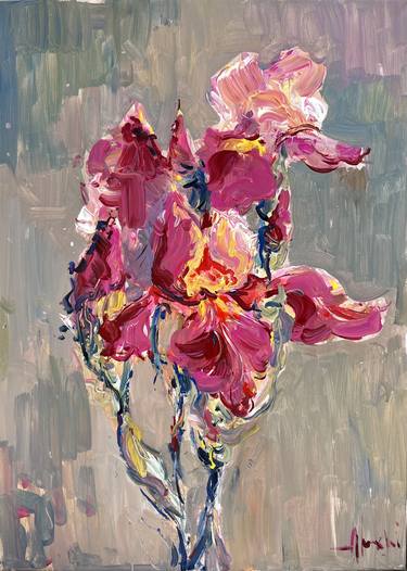 Original Abstract Expressionism Floral Paintings by Altin Furxhi