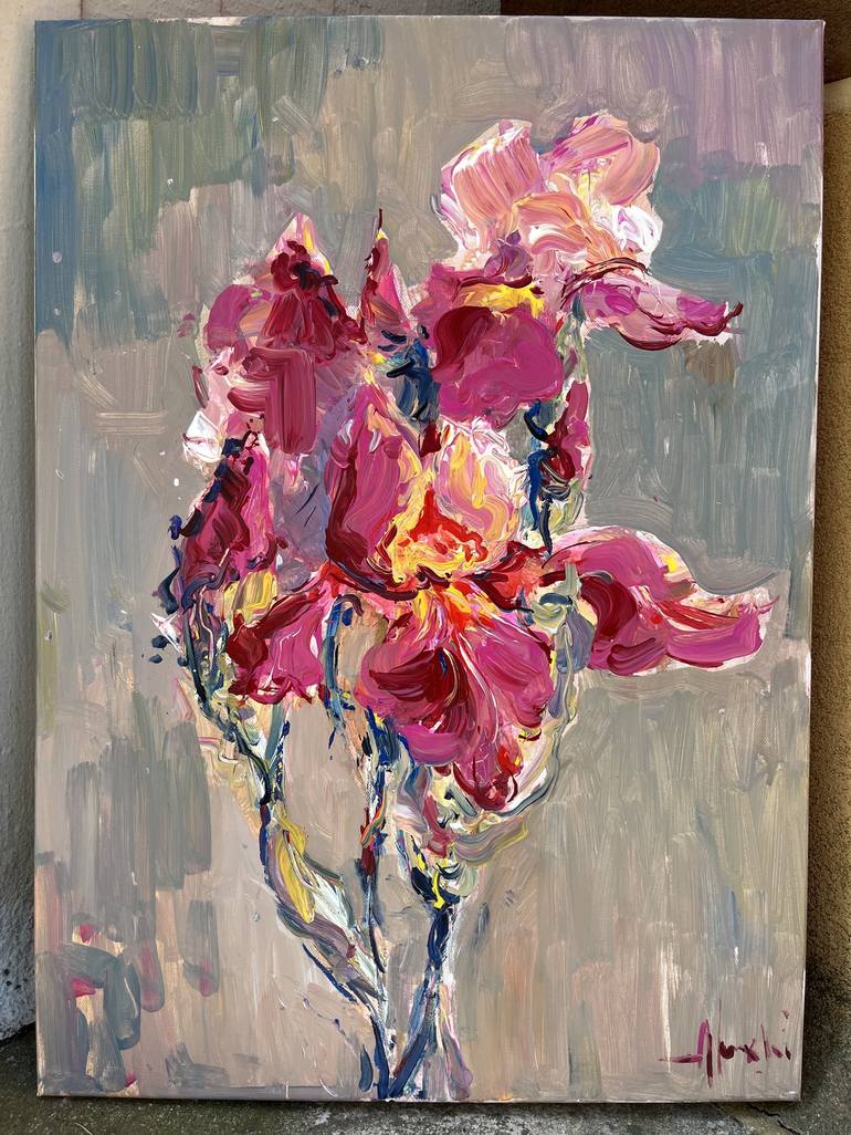 Original Abstract Expressionism Floral Painting by Altin Furxhi