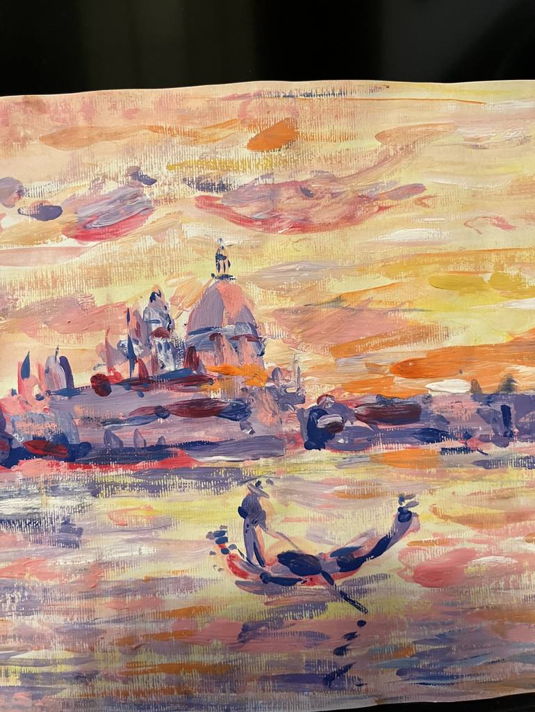 Original Impressionism Sailboat Painting by Altin Furxhi