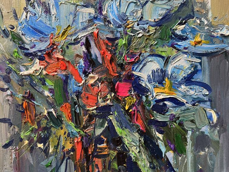 Original Abstract Expressionism Floral Painting by Altin Furxhi