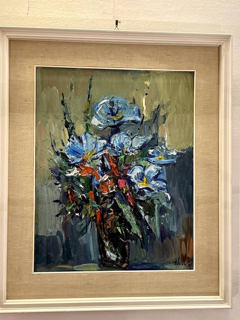 Original Abstract Expressionism Floral Painting by Altin Furxhi