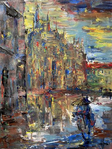 Original Abstract Cities Paintings by Altin Furxhi