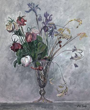 Original Documentary Floral Painting by cezar ferdinand lungu