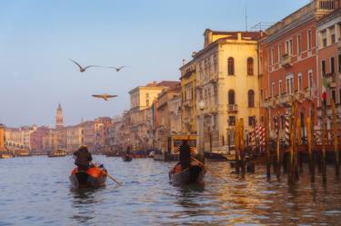 Venice Sunset - Grand Canal - Gondoliers thumb