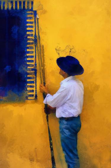 Spanish Man at the Yellow Wall (Ltd Edition of only 20 Fine Art Giclee Prints from an original photograph) thumb