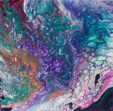 Emerald and Amethyst. Abstract Fluid Acrylic Painting thumb