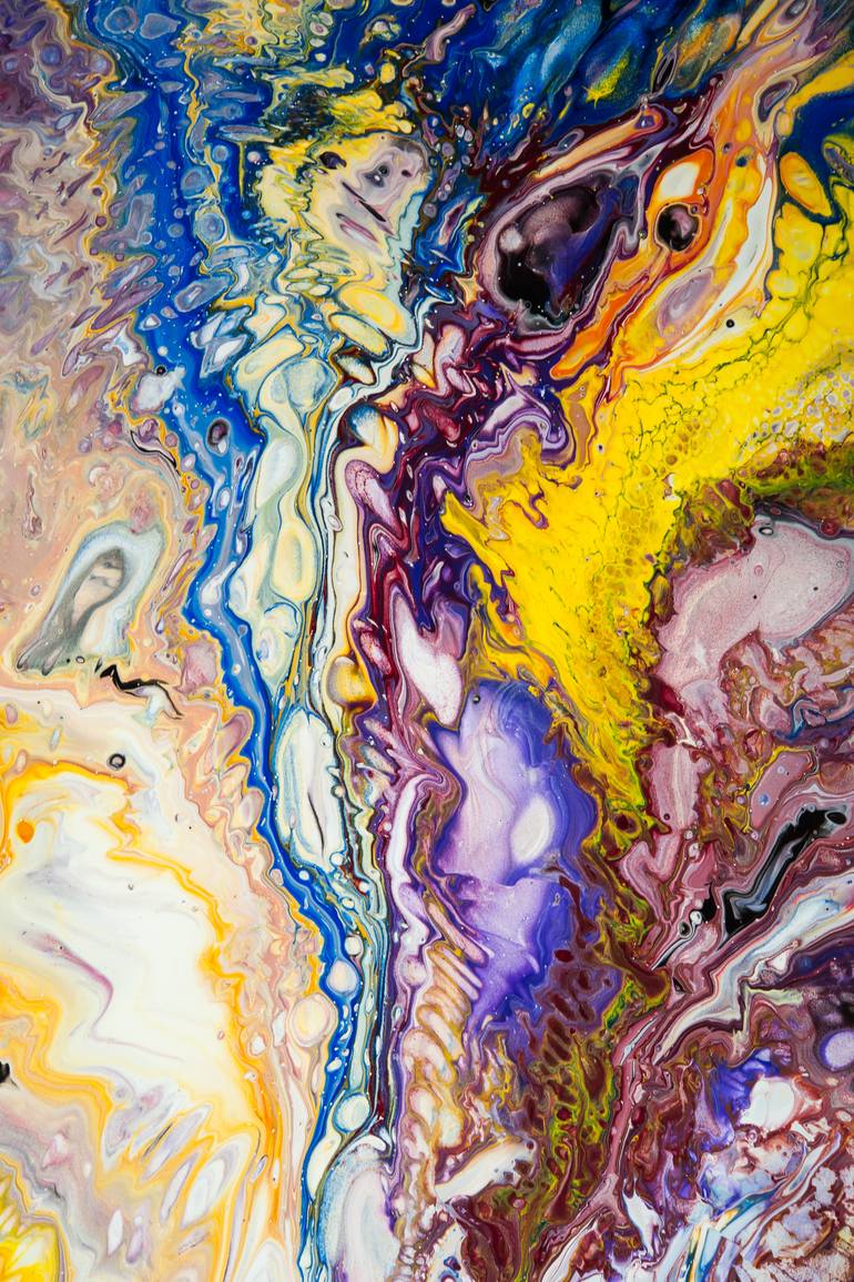 Abstract Art Original | Fluid Acrylic Pour Painting store | Purple Rainbow