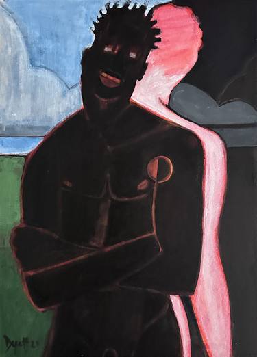Original Abstract Men Painting by David Dyett