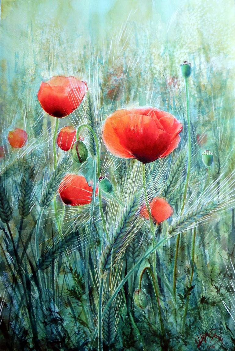 Poppies Painting by Rukiye Garip | Saatchi Art