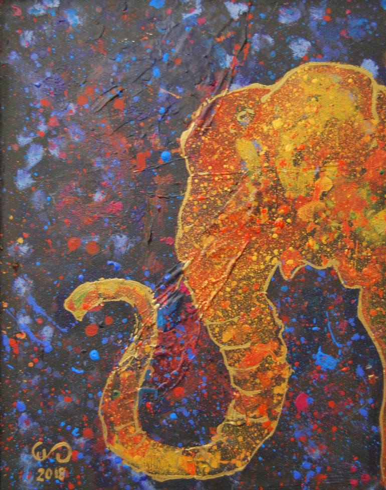 Original Animal Painting by Emilia Gasienica-setlak | Abstract Art on Canvas | Elephant
