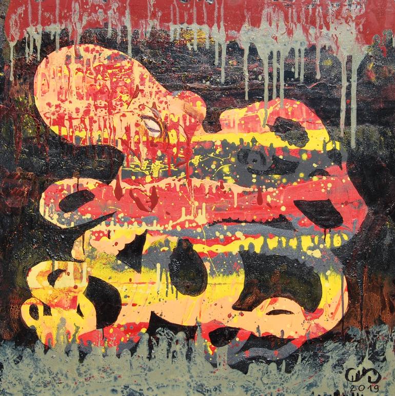 Original Animal Painting by Emilia Gasienica-setlak | Abstract Art on Canvas | Octopus II