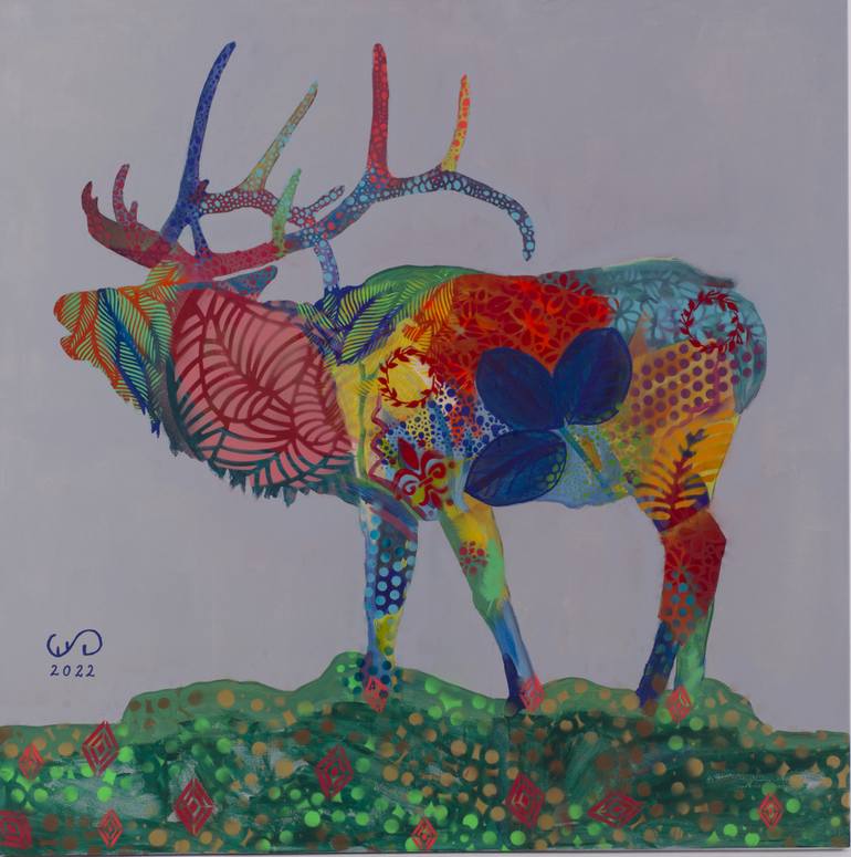 Original Animal Painting by Emilia Gasienica-setlak | Abstract Art on Canvas | Deer