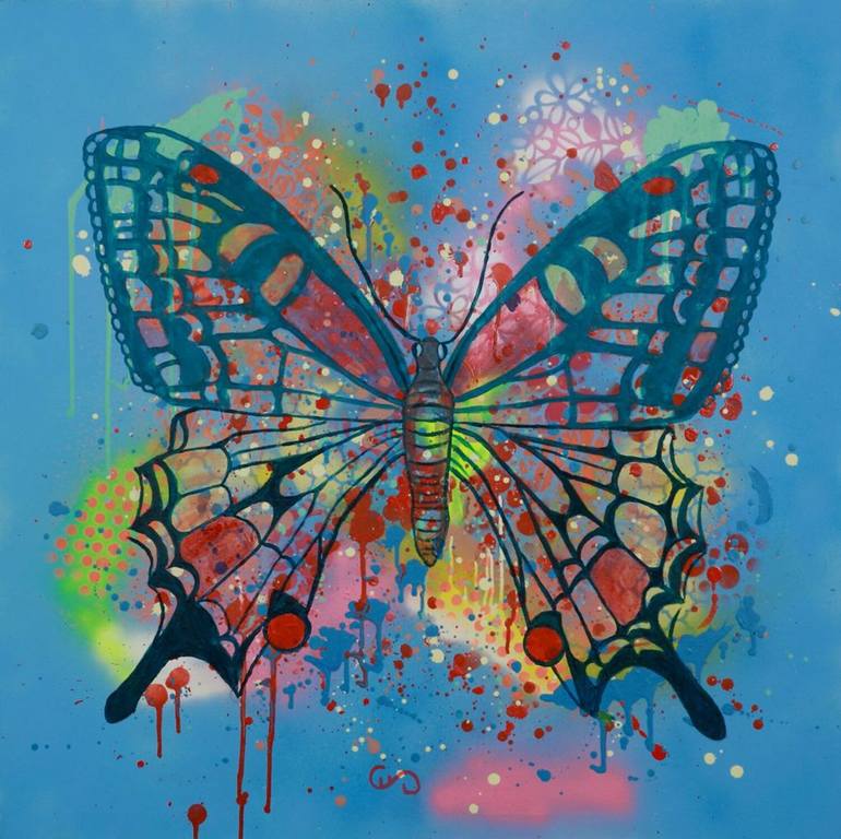 Original Animal Painting by Emilia Gasienica-setlak | Abstract Art on Canvas | Butterfly