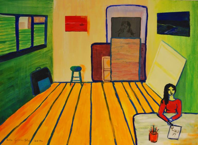 Original People Painting by Emilia Gasienica-setlak | Abstract Expressionism Art on Canvas | Workaholic