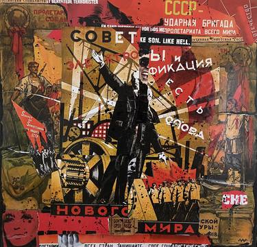 Original Abstract Political Collage by Preben Saxild