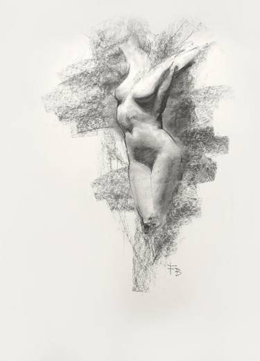 Original Nude Drawing by Fabrice Bourrelly