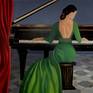 Part of the Unknown Woman Series - The lady in green is shown playing the puano. Her gown just flows and it feels as she is one with the music, feeling the point and keys before she turns around and just hits the music. This series is painting depicts moments where a woman is truely within oneself.