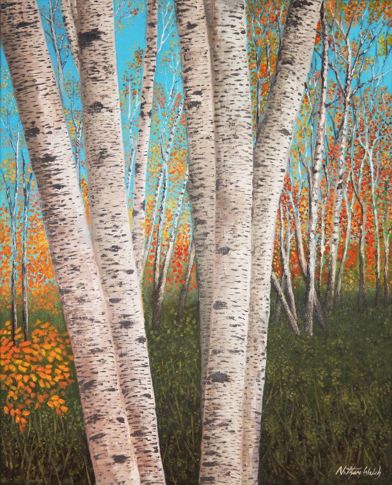 Birch Trees Painting by Nathan Walsh | Saatchi Art