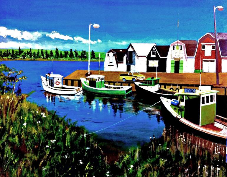 Pier at Prince Edward Island, Canada Original Painting by clement tsang