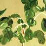 This is an oil painting but I use Acrylic for the background with scratches for the flower and leaves.
Size in cm:  60 x 51