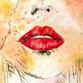 This is one of my "Temptation" series. I emphasis the whole painting on red lips that make the whole picture more attractive.
The painting is on canvas board.