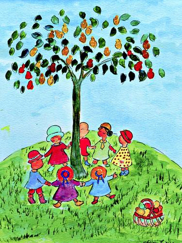 W-Children playing around the tree thumb