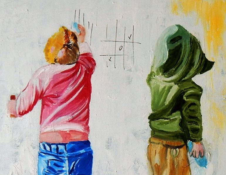 Original Surrealism Children Painting by Clement Tsang