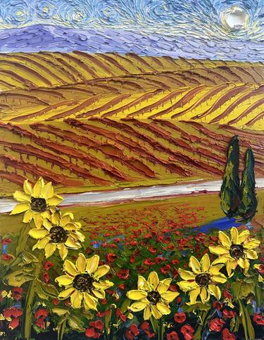 Vineyard Sunflowers and Poppies thumb