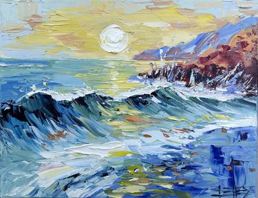 Original Abstract Expressionism Beach Paintings by Lisa Elley