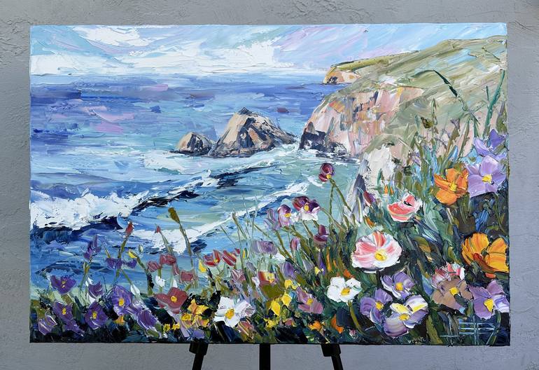 Original Impressionism Beach Painting by Lisa Elley