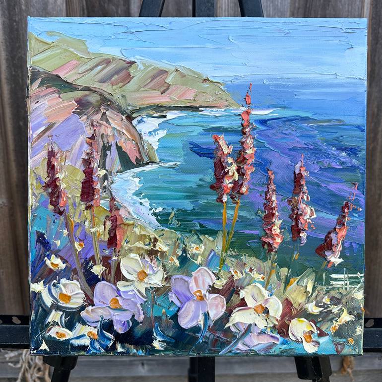 Original Abstract Beach Painting by Lisa Elley