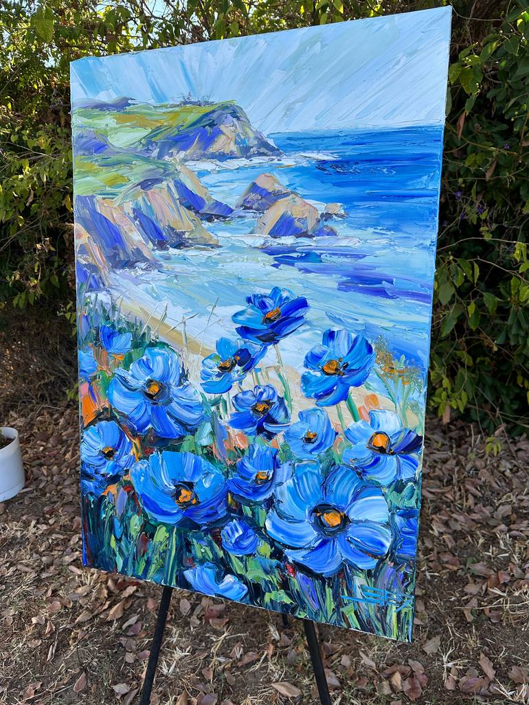 Original Abstract Beach Painting by Lisa Elley