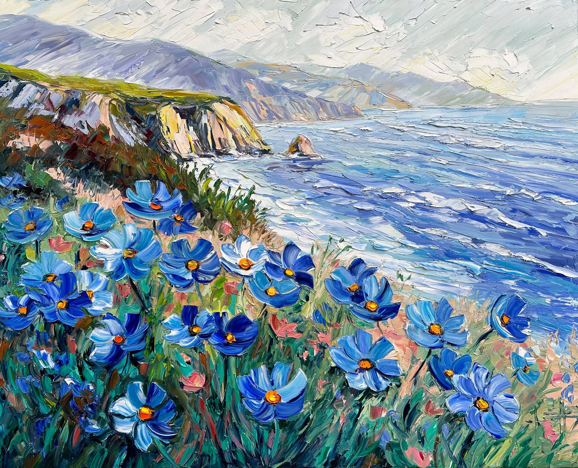 Blue Ocean Reverie Painting by Lisa Elley | Saatchi Art United Kingdom