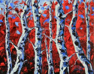 Print of Abstract Expressionism Tree Paintings by Lisa Elley