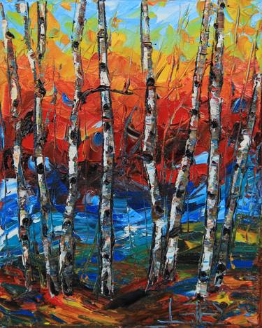 Print of Abstract Tree Paintings by Lisa Elley