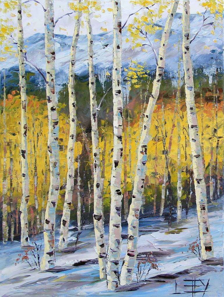 Original Impressionism Seasons Painting by Lisa Elley
