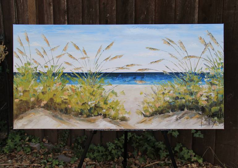 Original Abstract Beach Painting by Lisa Elley