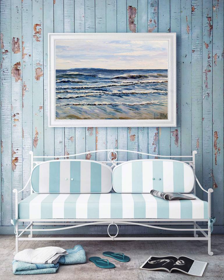 Original Abstract Beach Painting by Lisa Elley