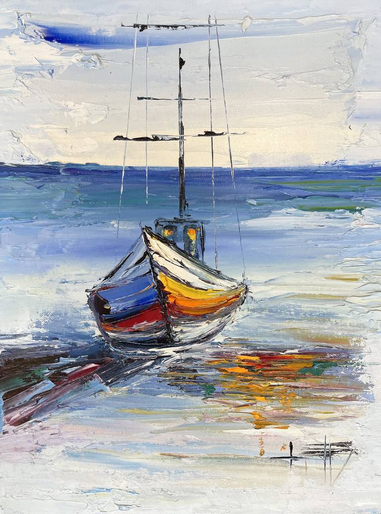 Original Sailboat Painting by Lisa Elley