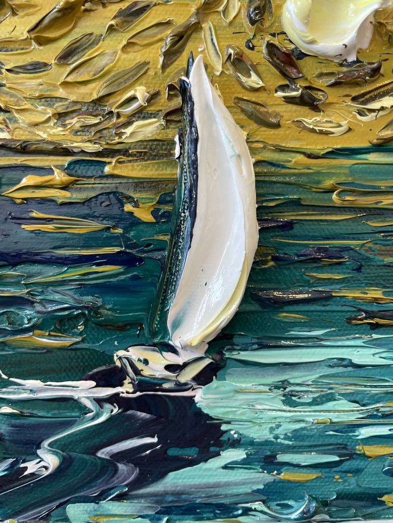Original Abstract Expressionism Boat Painting by Lisa Elley