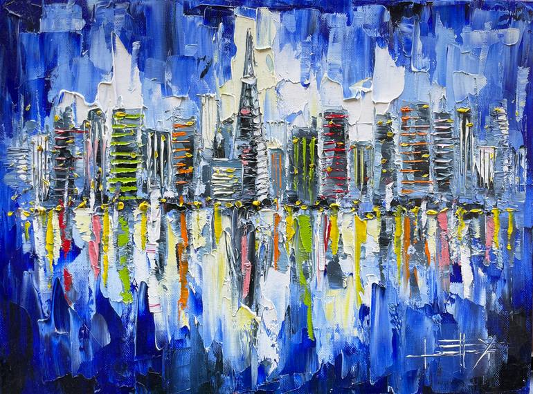 Original Abstract Architecture Painting by Lisa Elley