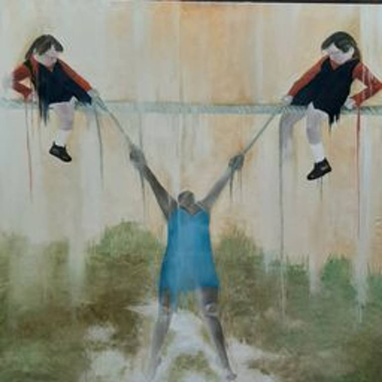 Original People Painting by Dominique Selen | Figurative Art on Canvas | one of the things I hold on to,...... my waking child