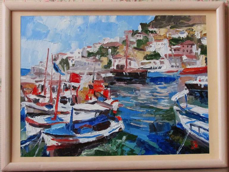 Original Fine Art Boat Painting by Kateryna Bortsova