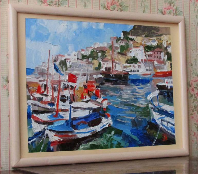 Original Fine Art Boat Painting by Kateryna Bortsova