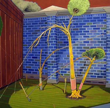 Original Surrealism Architecture Painting by NICOLE WHITE