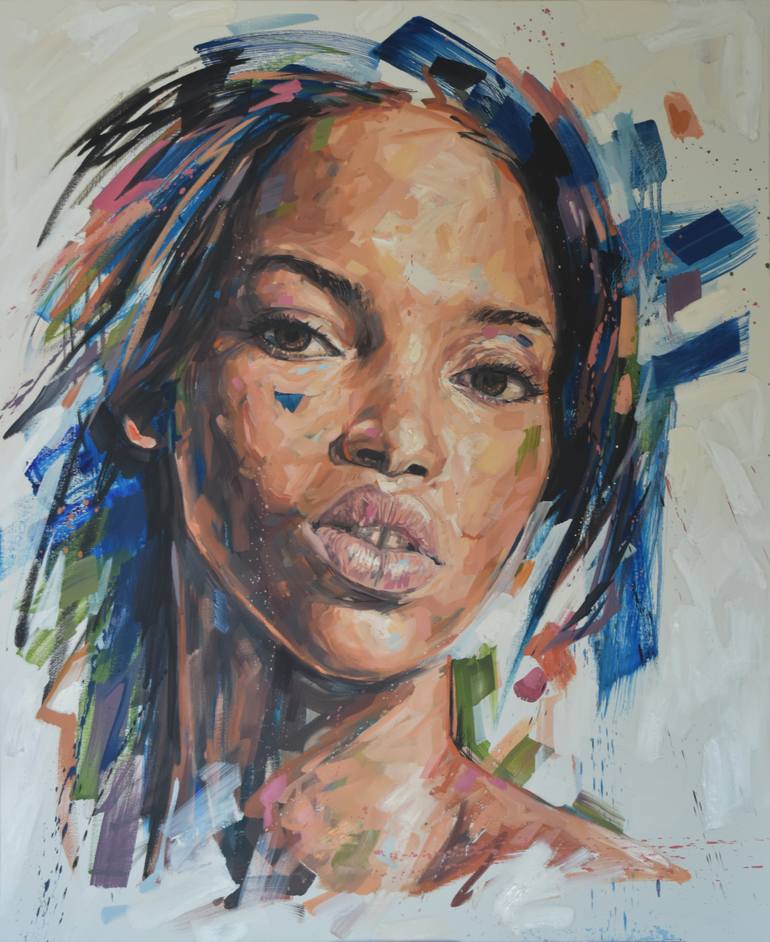 Original Realism People Painting by Aristos Christoforou