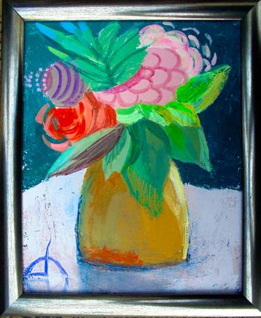 Print of Expressionism Floral Paintings by Tamara Rigishvili