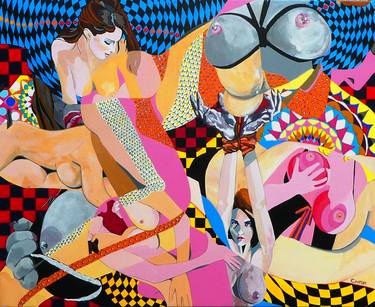 Original Expressionism Erotic Paintings by CHAP Christophe Heymann