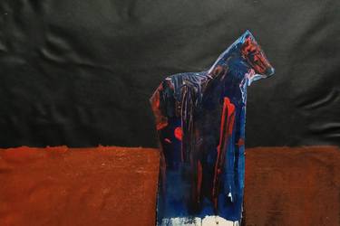 Original Expressionism Horse Collage by Larry Caveney