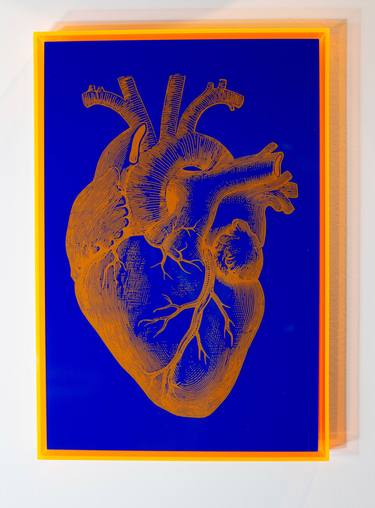 Saatchi Art Artist Ernesto Romano; Printmaking, “Pop Heart (Orange and Blue)” #art